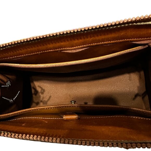 VTG Dooney & Bourke tan pebble leather brown leather trim purse NO LONG STRAP - Picture 8 of 11
